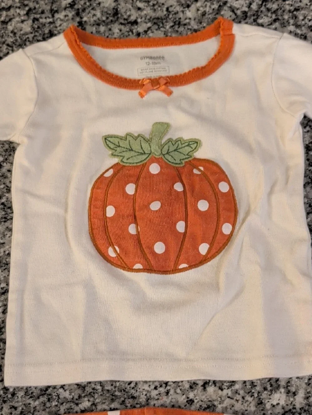 Gymboree Orange and White Pumpkin Pajama Set